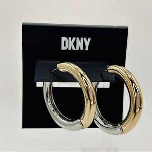 DKNY Two-Tone Chunky Hoop Earrings